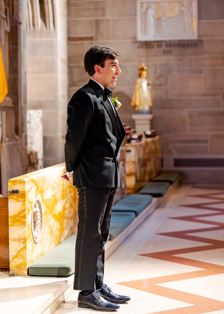Editorial, modern bridal bouquet with white playa blanca and cloud garden roses and white peonies. Soft, romantic and timeless floral design for Atlanta wedding in Buckhead. Elegant, all-white wedding flowers in a luxury setting. Design by Rosemary & Finch Floral Design in Nashville, TN.