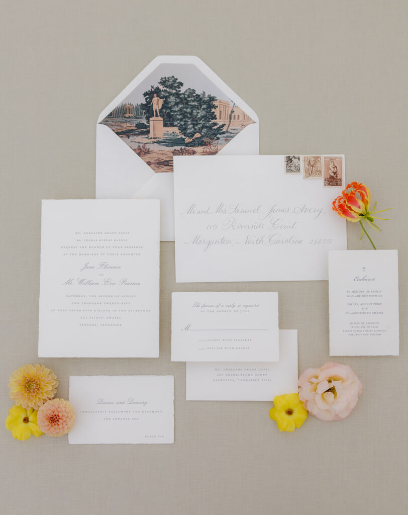 A simple and modest bouquet consisting of all white calla lilies wrapped in ivory silk. An elegant and classic touch to a beautiful summer wedding in Sewanee, TN. Design by Rosemary and Finch Floral Design in Nashville, TN. 