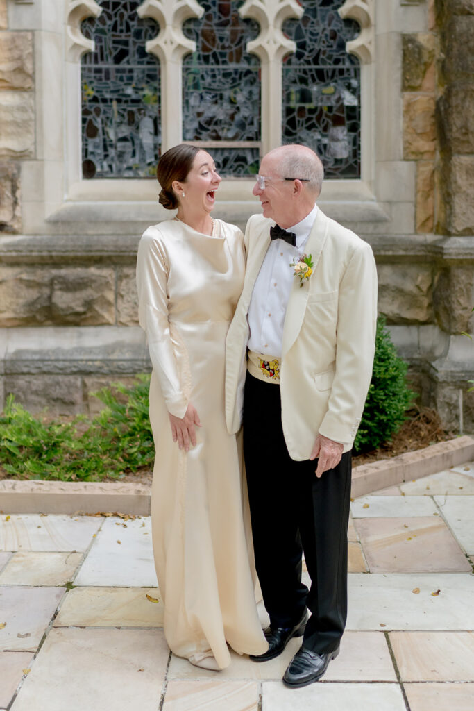 Colorful and bright bridesmaid bouquets for Sewanee wedding consisting of white calla lilies, apricot lisianthus, peach tulips, yellow butterfly ranunculus, yellow oncidium orchids and ranunculus in shades of orange, yellow and peach. Flower girl crowns match the same design as the bridesmaid bouquets. Fun, yet simple arrangements for a late summer wedding. Design by Rosemary and Finch Floral Design in Nashville, TN. 